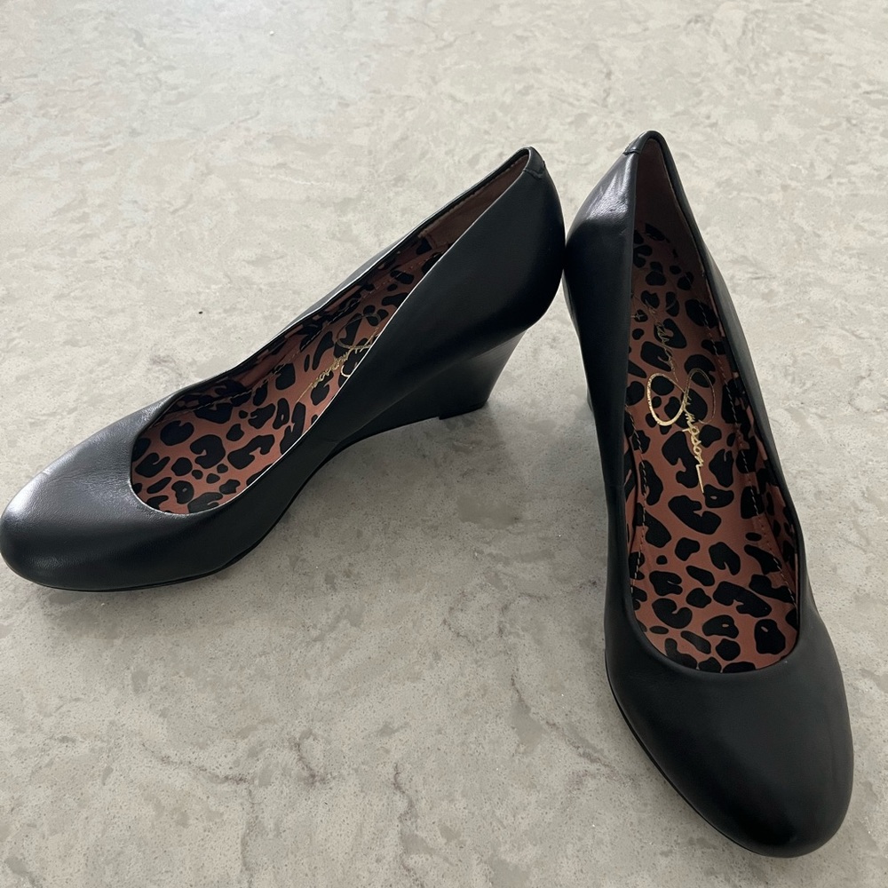 Jessica Simpson leather wedges